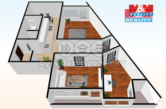 Prodej bytu 3+1, 85 m2, OV, Chomutov, ul. Bezručova - 12