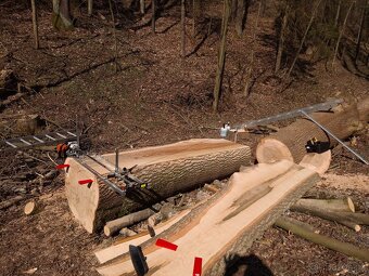 Pořez kulatiny přenosným katrem v místě kácení - 12