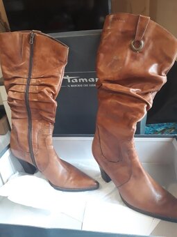 Nové kožené kozačky č.39, černé, rezavé, béžové - 12