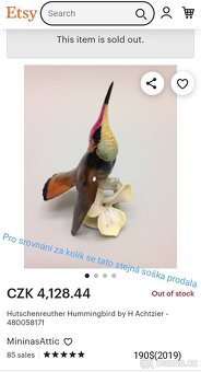 Porcelánová soška kolibřík Hutschenreuther - 12