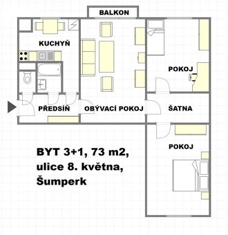 Byt 3+1 s balkonem a šatnou, 8.května, Šumperk - 12