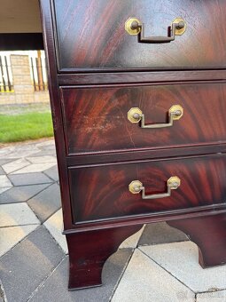 Psací stůl mahagon zelená kůže - 12