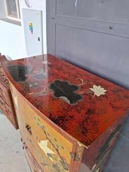 Starožitná čínská ručně malovaná komoda - 12
