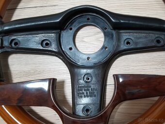 Velmi vzácný volant BBS, kůže, dřevo, W123, W124, W201, E28 - 12