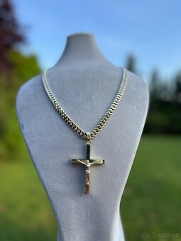 Zlatý řetěz s křížem 157.5G 68cm - PLNY ZLATO - CUBAN CHAIN - 12