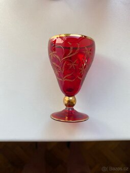 Vintage sada rubínových skleniček - 18 ks - 12