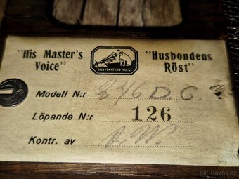 Starožitné rádio His Master's Voice,  model 246 D.C., 1931 - 12