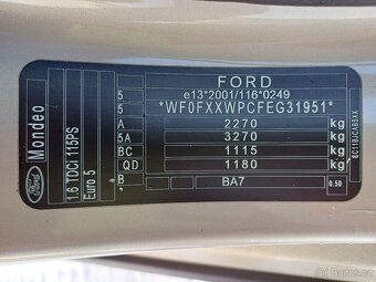 Ford Mondeo combi, 1.6 TDCi, manuál - 12