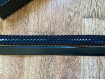 Nový set opasků BANDI - černý kožený, černý s pruhy pružný - 12