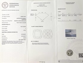 5.09 Karát, čtvercový řez, labor. vytvořený,3 kamenný prsten - 12