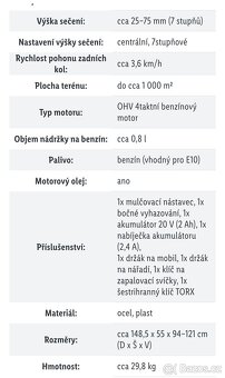 Benzínová sekačka peformance,elektrické startování - 12