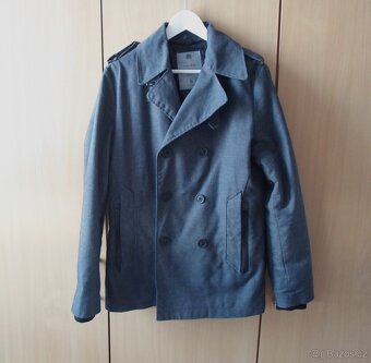 Šedý pánský kabát bunda - S - 12