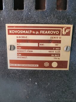Plechová kamna Filakovo, Kovosmalt, funkční - 12