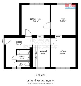 Prodej bytu 3+1, 70 m², Ostrava, ul. Baranovova - 12