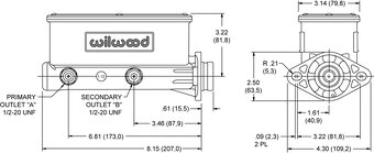 Hliníkový brzdový válec s proporčním ventilem WILWOOD - 12