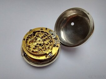 Stříbrné hodinky špindlovky oignon 18. století - 12