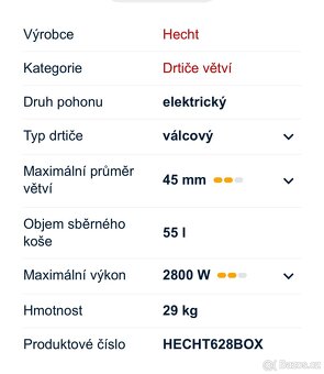 HECHT 628 BOX drtič větví 2800W, 45mm - 12