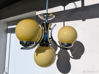 Starožitný Art Deco chromový lustr - 20-30. léta - 12