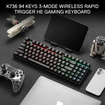 Magnetická mechanická bezdrátová herní klávesnice HE - 12