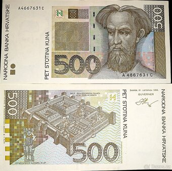 Bankovky 5 - 1000 kun a 1 - 50 000 dinárů Chorvatsko - 12