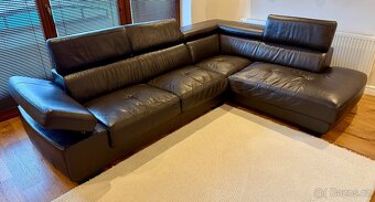 Kožená hnědá sedací souprava DeFo - 12