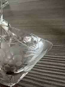 Broušená karafa, skleničky panáky retro vintage, likérová - 12