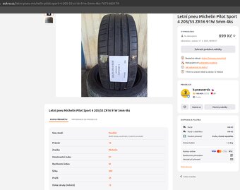 Letní pneu Michelin Pilot Sport 4 205/55 R16 91W 4.5-5mm 4ks - 12