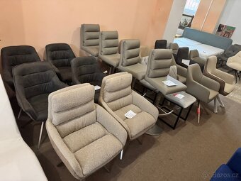 NOVÉ 6x béžové křesílka-židle vintage kov podnož - 12