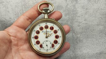 Velké 66 mm, 202 g těžké staré železniční hodinky s lokomoti - 12