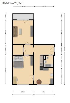 Pronájem, Byty 2+1,  60 m2 - Brno - Komín, ev.č. 01785 - 12