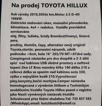 Toyota Hilux camper offroad obytné obytná nástavba - 12