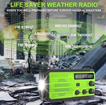 Solární rádio dynamo AM/FM power banka 8000 mAh - 12