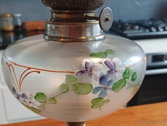 STAROŽITNÁ RUČNĚ MALOVANÁ PETROLEJKA SECESE/ART DECO FRANCE - 12