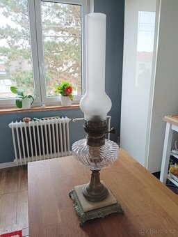 STAROŽITNÁ SECESNÍ PETROLEJOVÁ LAMPA EHRICH & GRAETZ-19.STOL - 12