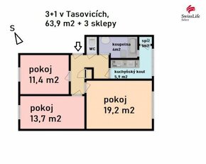 Prodej bytu 3+1 64 m2, Tasovice - 12
