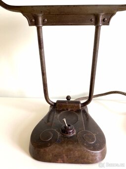 Starožitná stolní lampa bankéřka, DRGM, Německo - 12