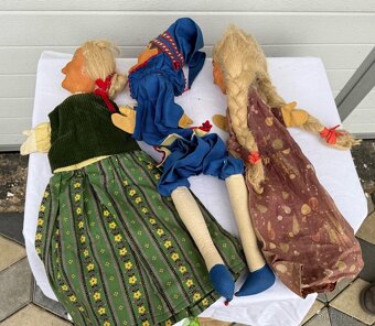 3 KUSY VELKÉ STAROŽITNÉ LOUTKY PAPIRMAŠE A LÁTKA - 12