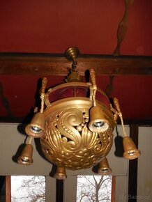 Rondo kubistický mosazný lustr art deco - 12