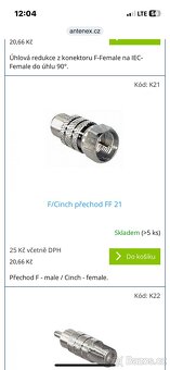 Prodám nepouž.anténní konektory,redukce,spojky,přechodky F-I - 12