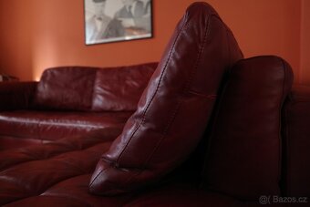 NATUZZI bordová kožená sedací souprava/ pohovka - 12