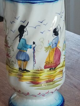 BRETAŇSKÁ FAJÁNS VÁZA QUIMPER RUČNĚ MALOVANÁ - 12