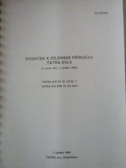 Dílenská příručka TATRA 815-2. Publikace 647 + dodatek - 12