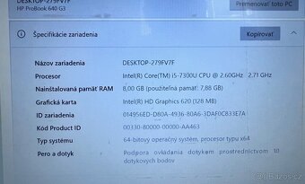 HP ProBook 640 G3 / i5 7300U/ 8GB RAM/ 256GB SSD/ 14" DOTYK - 12