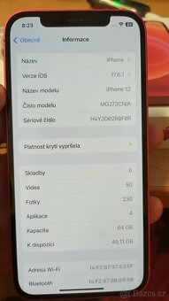 Apple iPhone 12 64GB RED,skvělý stav,baterie 88%,zár.12mes - 12