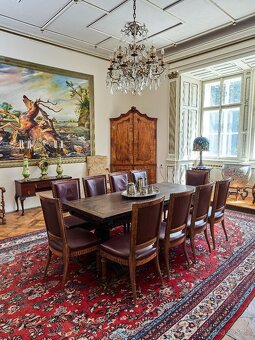 Soubor 10 starožitných židlí Ludvík XVI. Vyřezávané. Kůže - 12