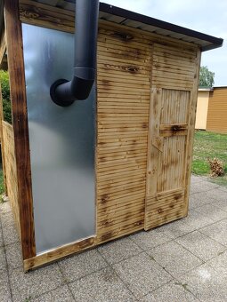 Finská venkovní sauna 2x2 m, pro až 6 osob,kamna na dřevo - 12