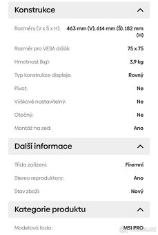 Monitor MSI Pro MP273A 27” - 12