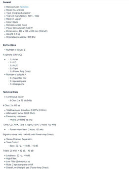 TECHNICS SU-VX600 Stereo Integrated Amplifier / Class AA - 12