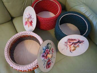 sbírka - sada háčkovaných úložných košů - 12