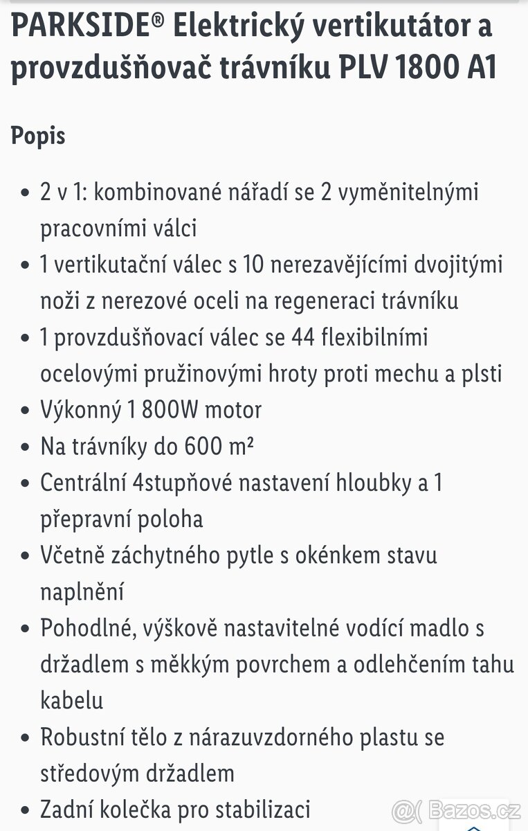 Elektrický Vertikutator parkside - 13